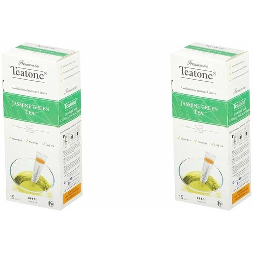 Teatone Чай в стиках Зеленый с жасмином, 15 шт, 2 уп.