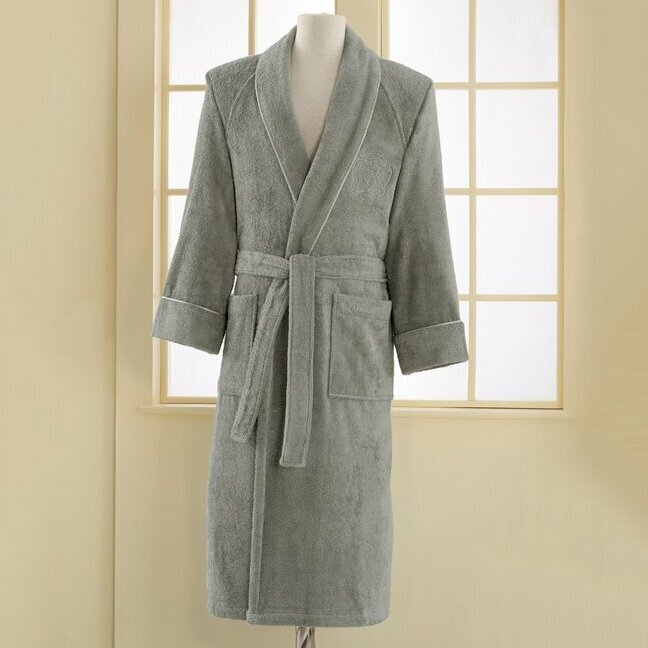 Soft cotton Банный халат Macie цвет: серый (S) - фотография № 2