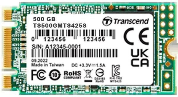 Твердотельный накопитель SSD M.2 Transcend 500Gb MTS425 (SATA3, up to 530/480MBs, 3D NAND, 180TBW, 22x42mm)