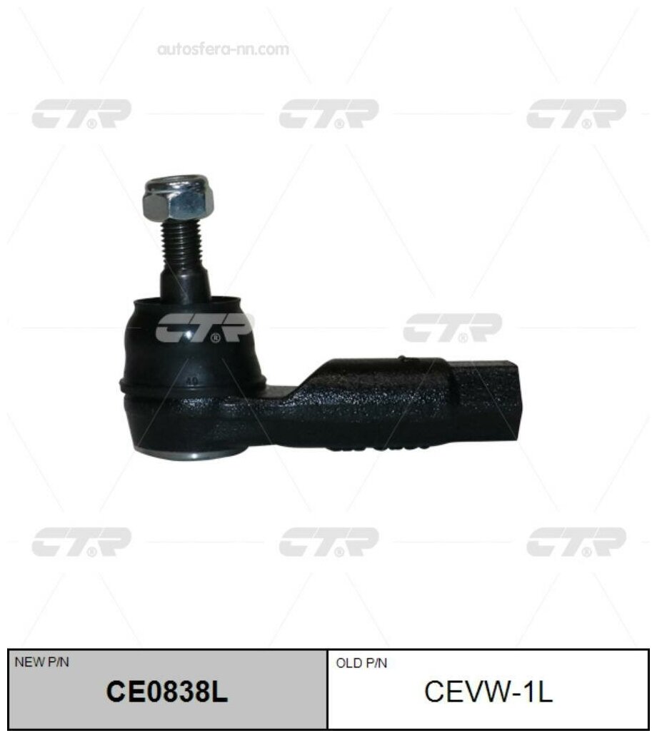 Наконечник Рулевой Тяги Vag A3/Octavia/Golf 5/Golf 6/Jetta 4/Tiguan/Passat 03- Лев. (= Cevw1l) CTR арт. CE0838L