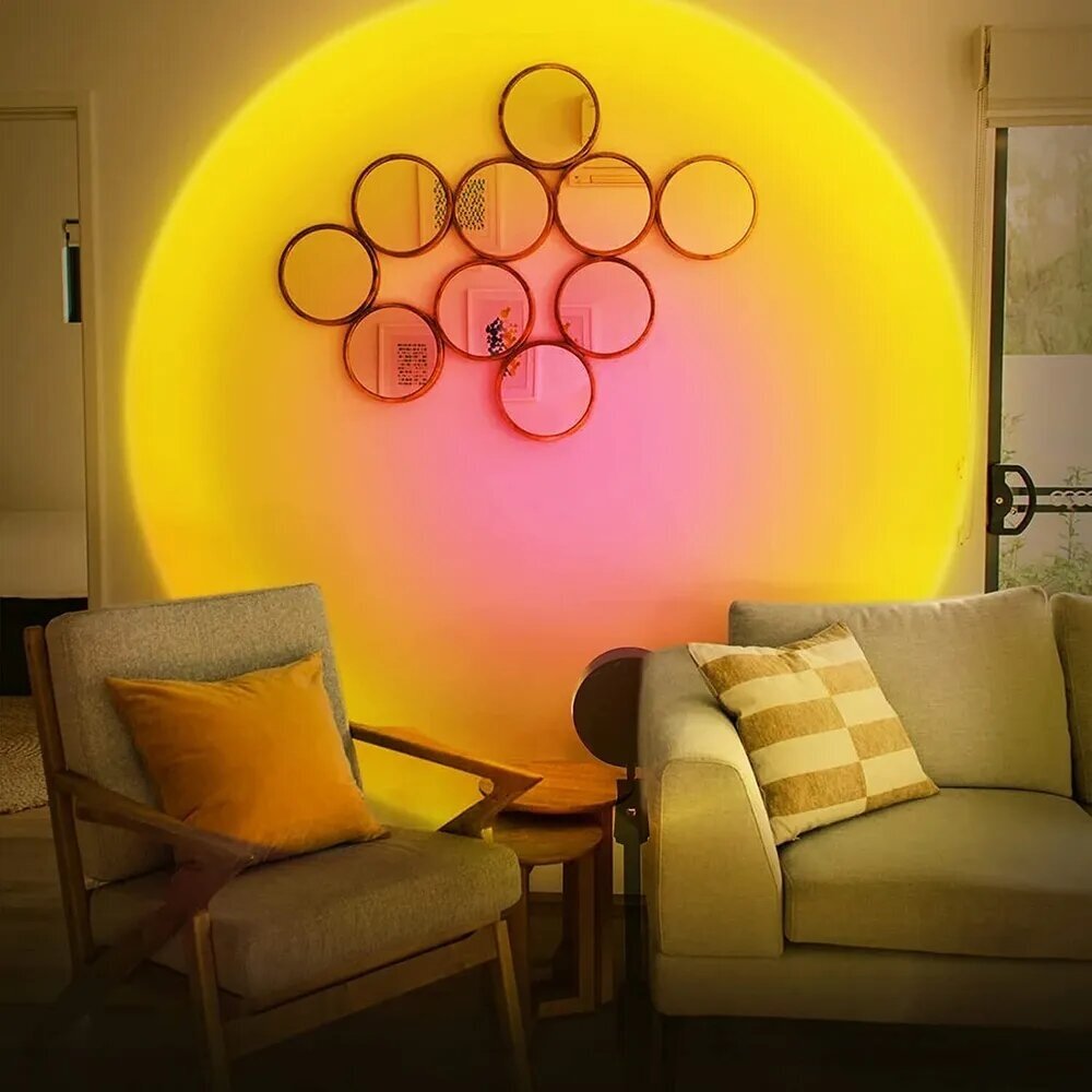 Цветная лампа "Закат" для фото и атмосферы, настольный декоративный светильник светодиодный - фотография № 8