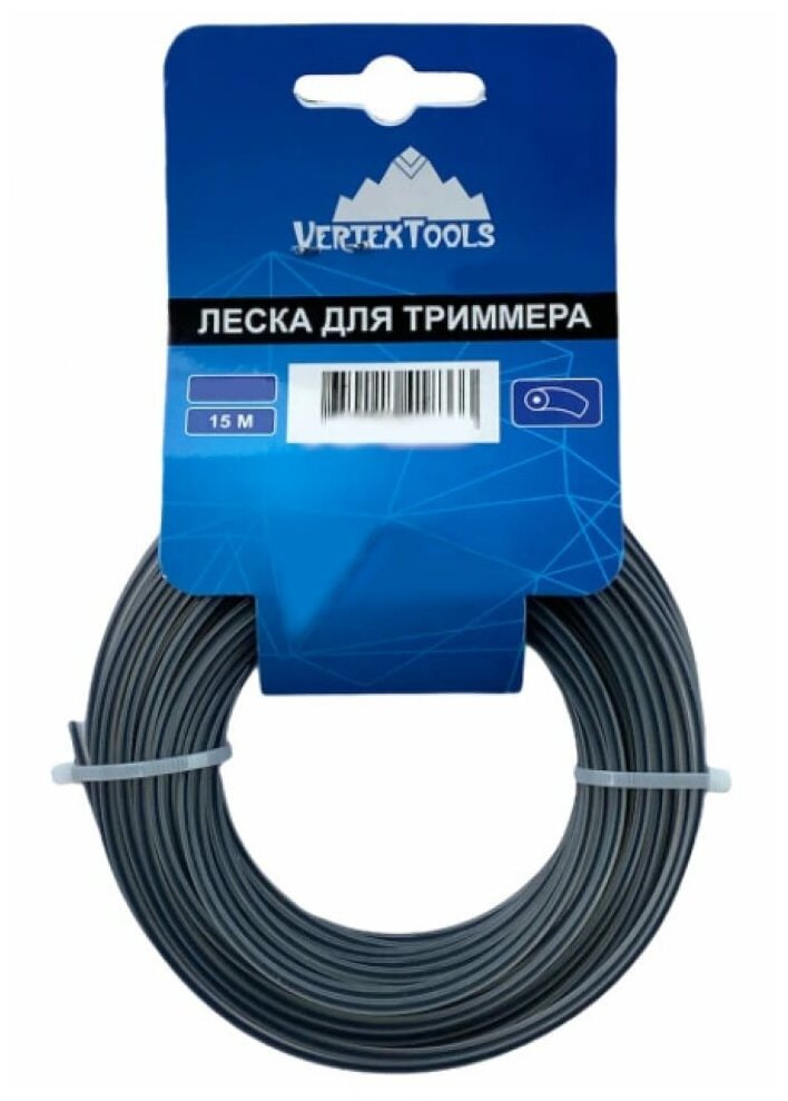 фото Леска для триммера VertexTools 2,4 мм 15 м круглая с сердечником