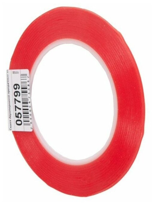 Duct tape / Скотч двусторонний прозрачный 3M с красной защитной лентой ширина 2мм длина 25м