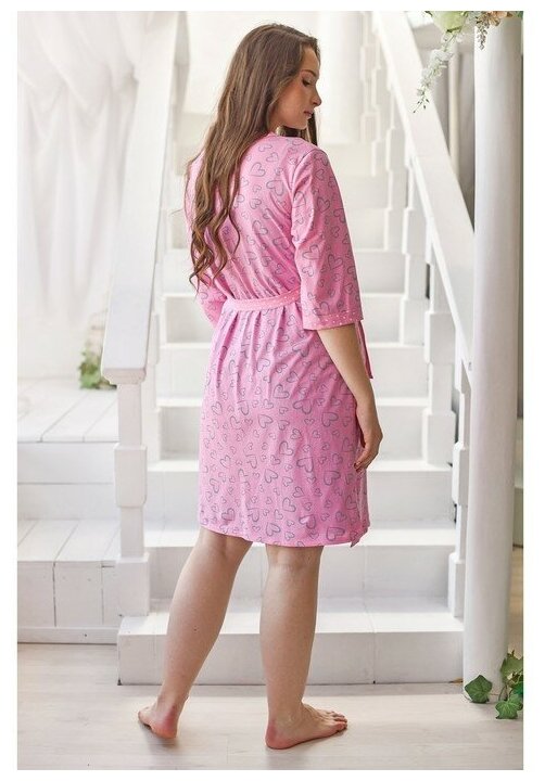 Комплект женский (сорочка/халат) для беременных, цвет розовый, размер 48 - фотография № 5