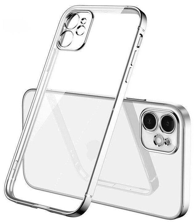 Защитный чехол для Apple iPhone 14 Plus / iPhone 15 plus с защитой камеры силиконовый прозрачный