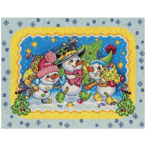 фото S-1438 набор для вышивания panna 'веселые снеговики'