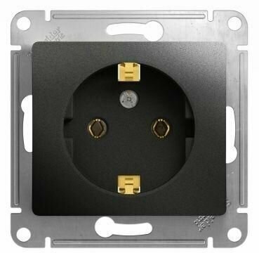 Розетка 1-м СП 1мод. Glossa 16А IP20 с заземл. механизм антрацит SE GSL000743