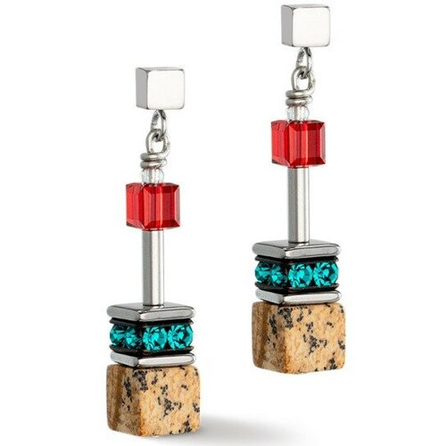 Серьги Coeur de Lion, яшма, красный, коричневый