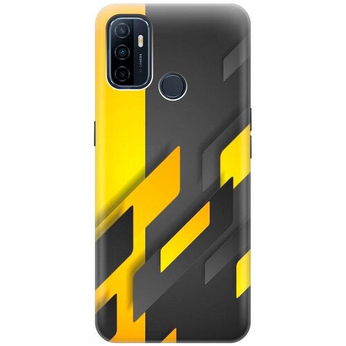 фото Ультратонкий силиконовый чехол-накладка для oppo a53 / a32 с принтом "черно-желтая абстракция" gosso