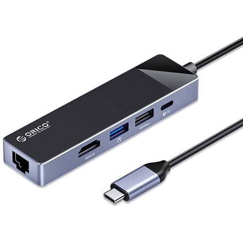 USB-концентратор ORICO DM-5R, разъемов: 2, 13 см, черный аксессуар orico usb 3 1 a usb type c cta2 grey