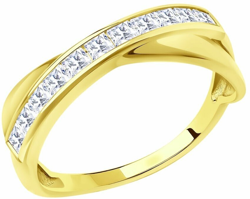 Кольцо Diamant online, желтое золото, 585 проба, фианит