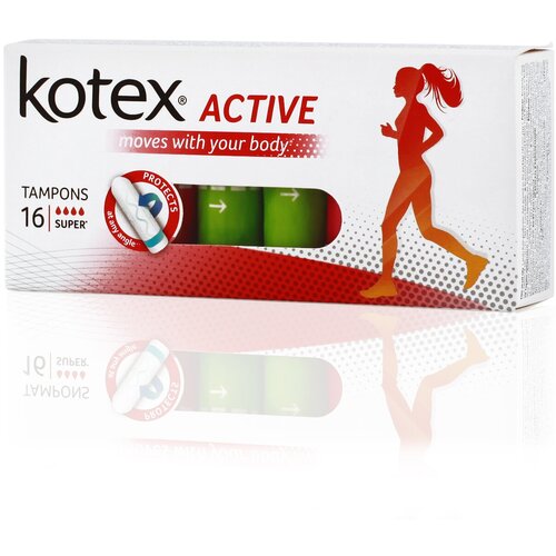 Kotex Active super Тампоны 16 шт средства для гигиены kotex тампоны active супер