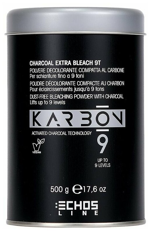 Обесцвечивающий до 9 тонов угольный беспыльный порошок (осветляющая пудра Карбон Экос Лайн) 500 г CHARCOAL EXTRA BLEACH ECHOS LINE