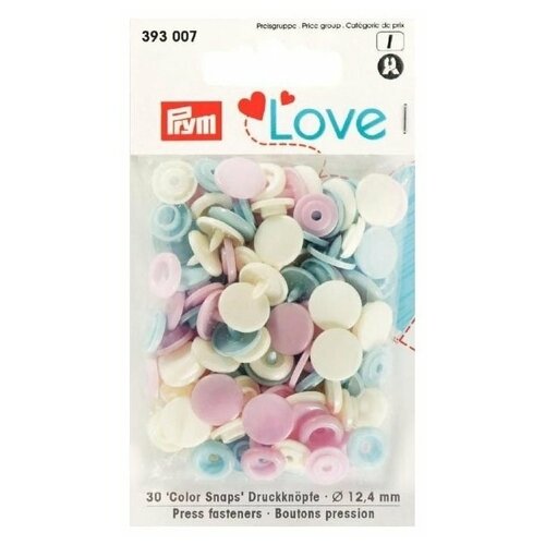 Кнопки Prym Кнопки непришивные Love - Color Snaps (3930**) 12 мм, 30 шт., розовый/жемчужный/голубой prym кнопки непришивные love джерси 390700 390701 390703 8 мм 21 шт голубой розовый жемчужный