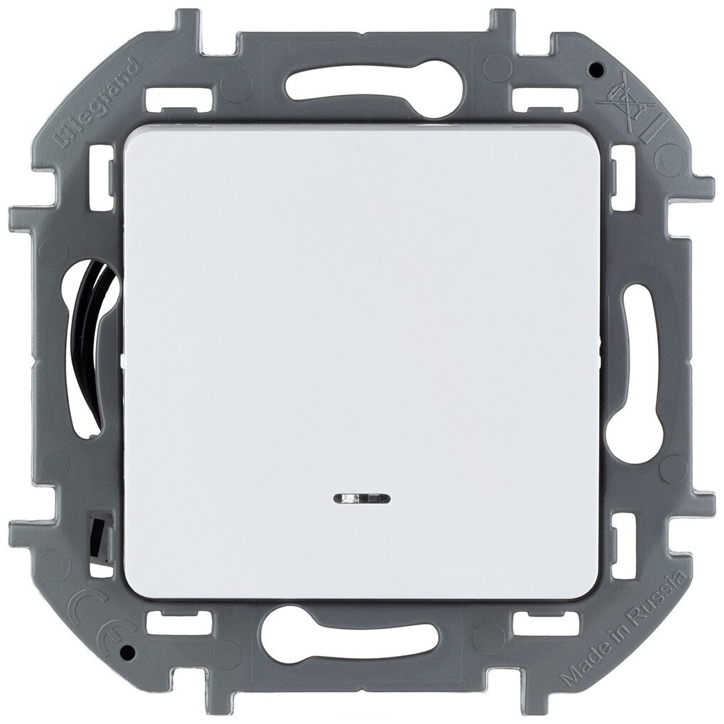 Выключатель 1-но клавишный с 2-х мест (проходной) с подсветкой Legrand Inspiria для скрытого монтажа, цвет - белый