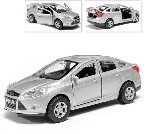 Машина Ford Focus, инерционная, серебро, седан, Технопарк, 12 см