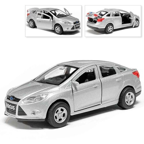 Машина Ford Focus, инерционная, серебро, седан, Технопарк, 12 см