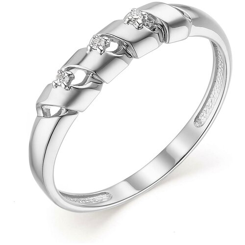 фото Алькор кольцо с 3 бриллиантами из белого золота 13600-200, размер 17
