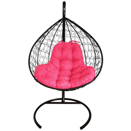 фото Подвесное кресло xl с ротангом черное , розовая подушка m-group