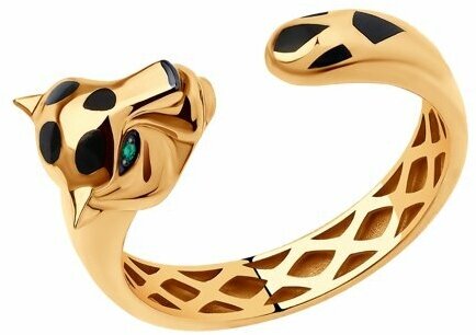 Кольцо Diamant online, золото, 585 проба, изумруд, эмаль
