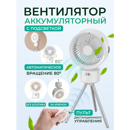 Вентилятор аккумуляторный с LED-подсветкой и пультом дистанционного управления