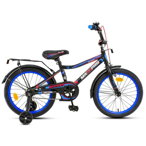 фото Детский велосипед maxxpro onix 18" чёрно-синий с боковыми колесами