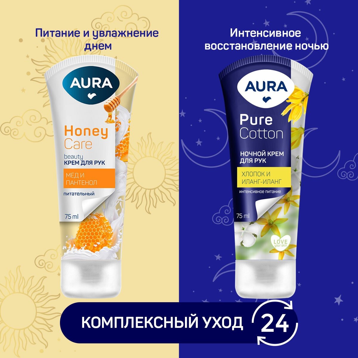 крем для рук AURA Pure Cotton Ночной уход Хлопок и Иланг-Иланг туба 75мл - фото №7