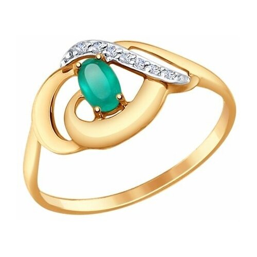 фото Золотое кольцо sokolov 714653 с фианитом и агатом diamant-online