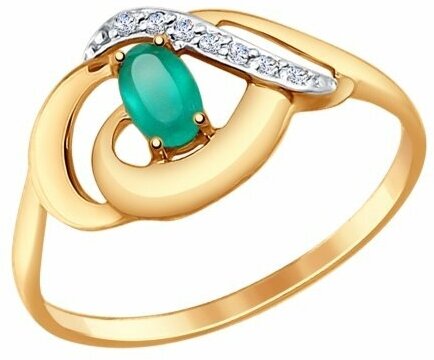 Кольцо Diamant online, золото, 585 проба, агат, фианит