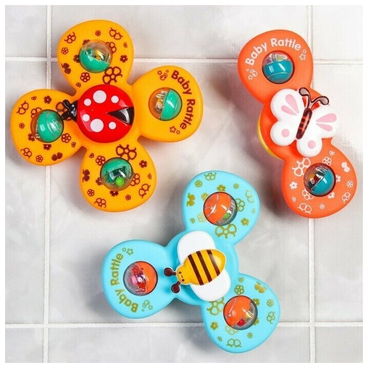 фото Крошка Я Набор игрушек для игры в ванне «Спиннер. Бабочки», 3шт, на присоске