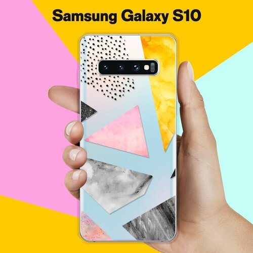 Силиконовый чехол Мраморные треугольники на Samsung Galaxy S10