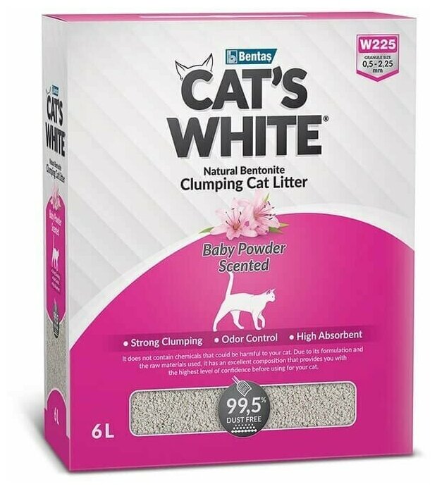 Комкующийся наполнитель Cat's White BOX Premium Baby Powder с ароматом детской присыпки для кошачьего туалета (6л) - фотография № 10
