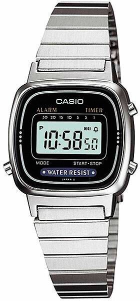 Наручные часы CASIO Vintage LA670WD-1, черный, серебряный
