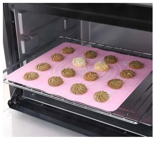 Коврик силиконовый для выпечки и раскатки теста (размер меньше среднего 40х50, розовый)