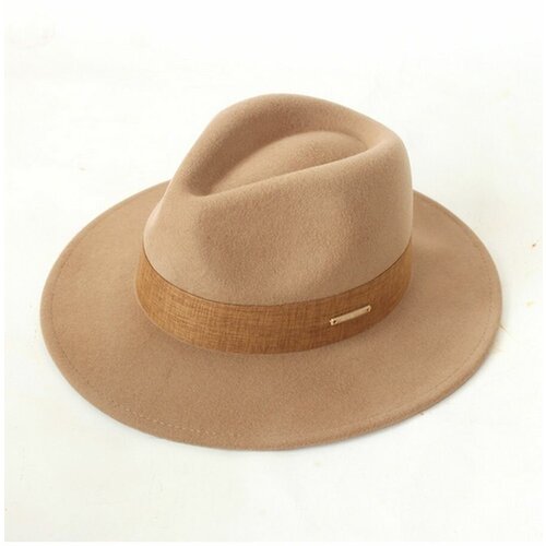 шерстяная женская шляпа классическая простая однотонная фетровая шляпа фетровая шляпа шляпа с широкими полями осень зима мужская джазо Шляпа , размер 57, коричневый