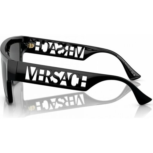 Солнцезащитные очки Versace, прямоугольные, оправа: пластик, с защитой от УФ, для мужчин, черный