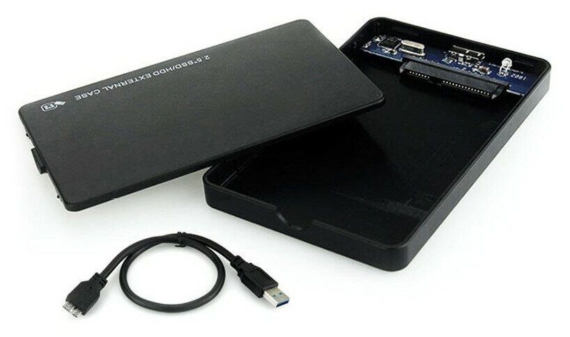 Корпус для внешнего накопителя жесткого диска SATA HDD SSD 2.5" c USB 3.0 черный
