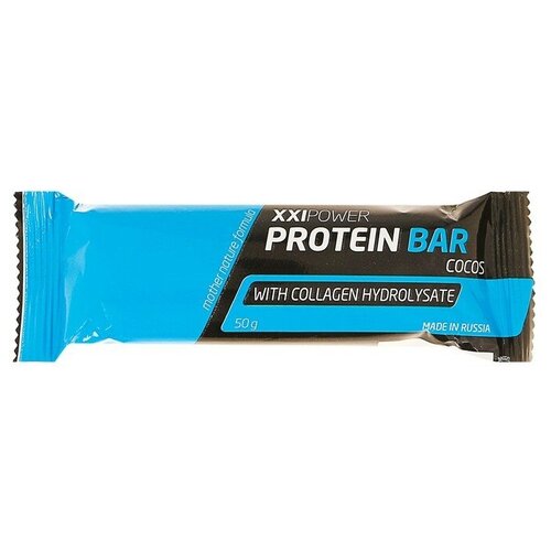 Батончик XXI век Protein Bar с коллагеном, 50 г Кокос / шоколадная глазурь ironman батончики protein bar 50 г 24 шт вкус орех темная глазурь