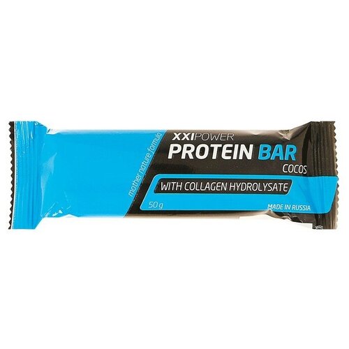 Батончик XXI век Protein Bar с коллагеном, 50 г Кокос / шоколадная глазурь сурдин в ред сост астрономия век ххi