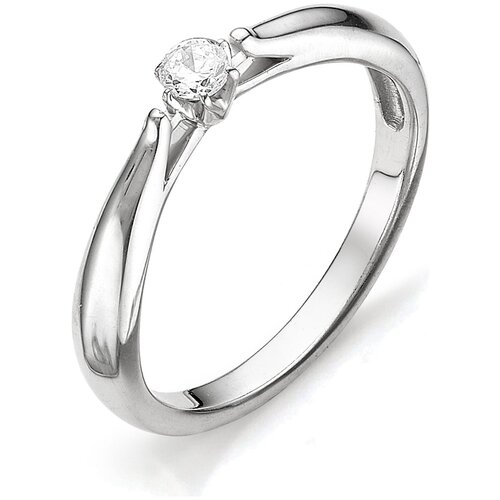 фото Алькор кольцо с бриллиантом из белого золота 12056-200, размер 17.5