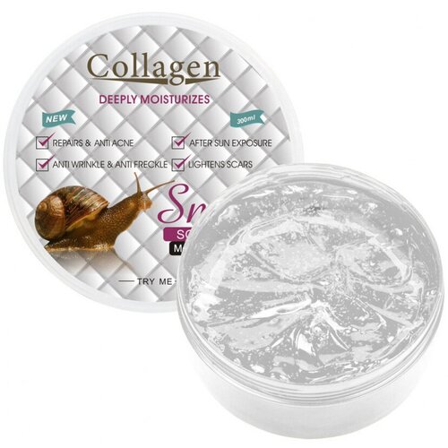 Pei Mei Гель для лица и тела Collagen Snail Увлажняющий, Успокаивающий с Коллагеном и экстрактом Улитки, 300 мл