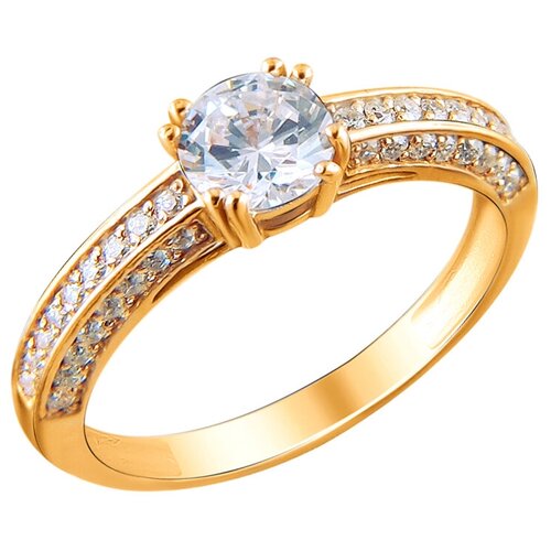 фото Эстет кольцо с 51 фианитом из серебра с позолотой 01к155332а, размер 17.5