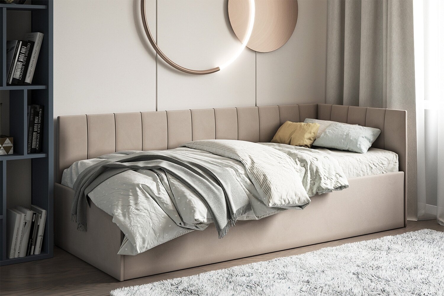 Кровать c подъёмным механизмом Hoff Мика, 90х200 см, цвет бежевый