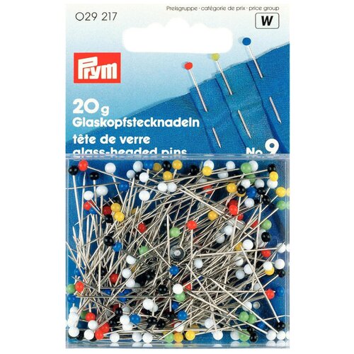 Набор булавок Prym 029217 со стеклянными головками 0,60 х 30 мм, серебристый/многоцветный, N9, 34 г