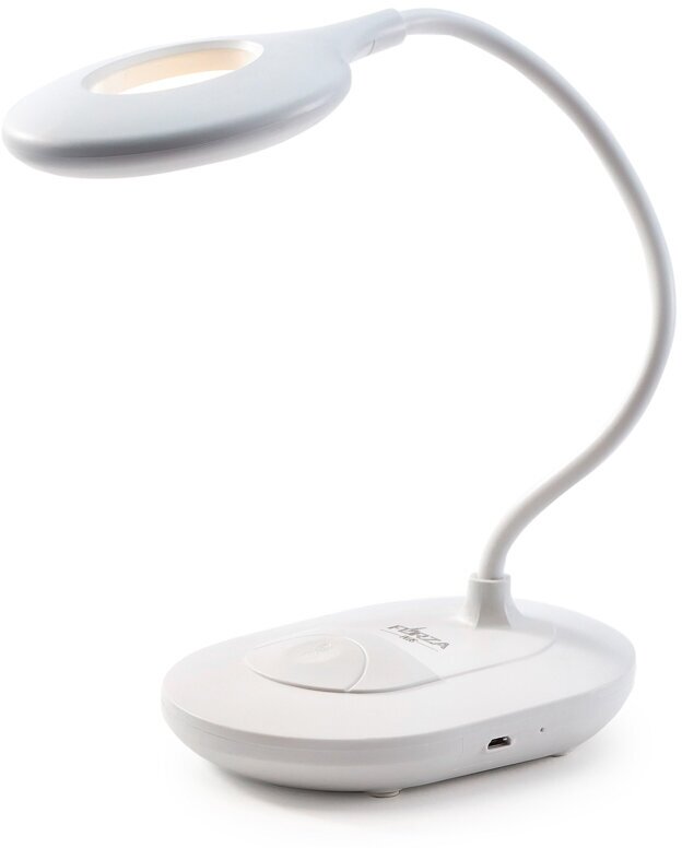 FORZA Лампа настольная, 16 LED, питание USB, кабель 1.5м, 1200Lux, аккум.1200мАч, белая, пластик