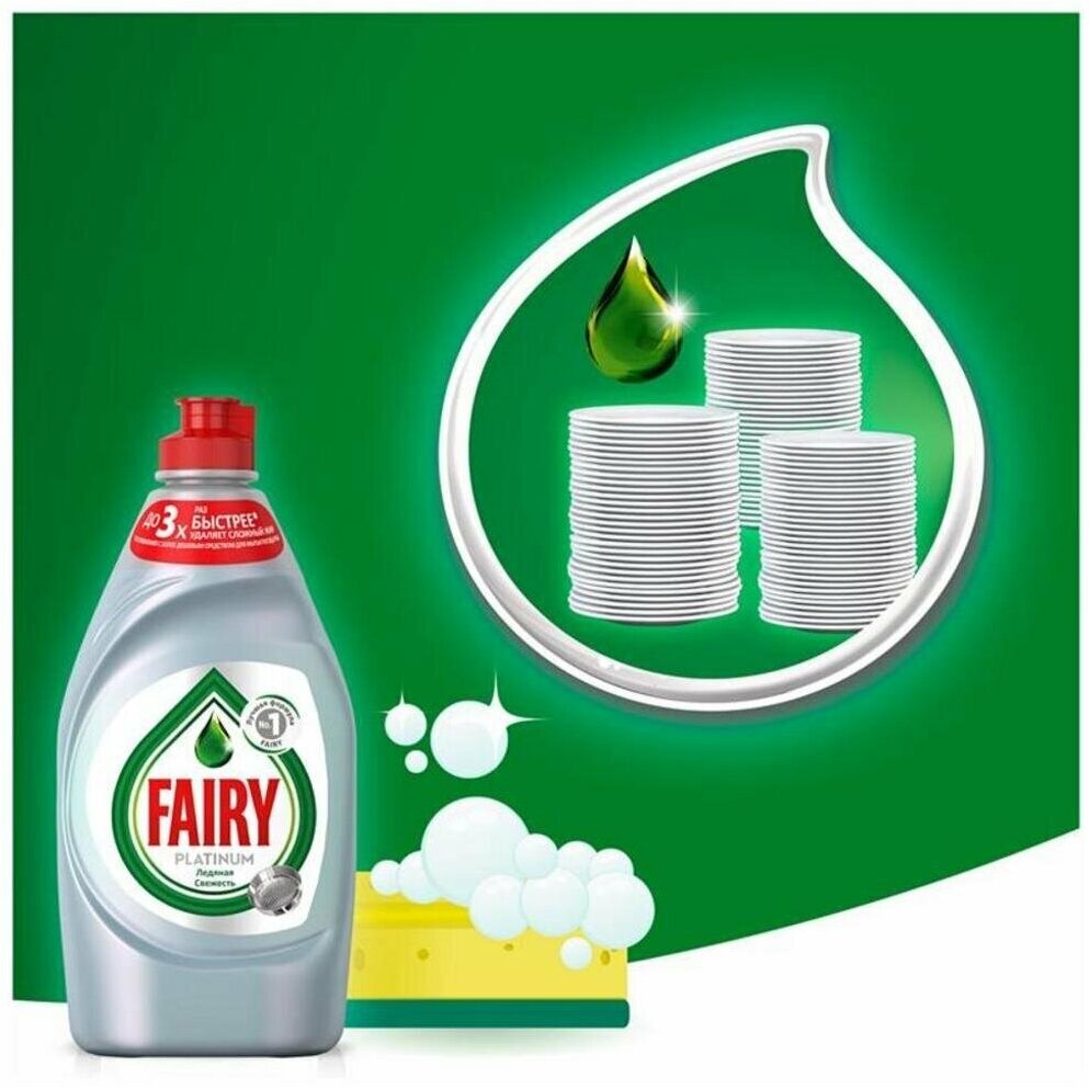 Средство для мытья посуды Fairy Platinum Ледяная свежесть 430мл Procter & Gamble - фото №8