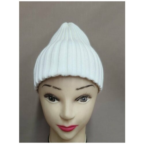 фото Шапка тыковка белая без флиса двойная нет бренда