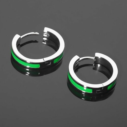 Швензы-кольца родированные «Локо» d=20 мм, цвет зелёный в серебре фурнитура заготовка для бижутерии швензы кольца родированные атмосфера d 19мм цвет золото 1 пара