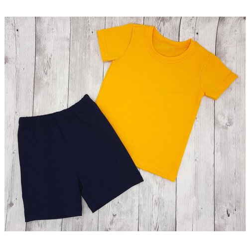 фото Комплект футболка+шорты millefamille цвет жёлтый, размер 80,86-52