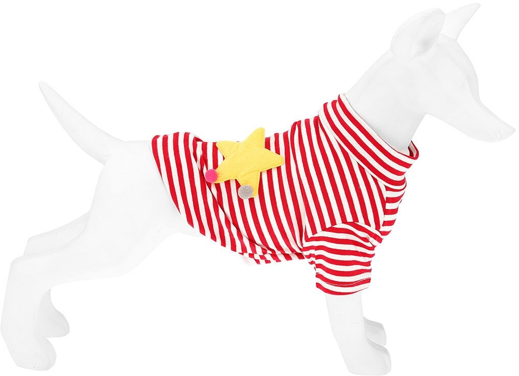 "Пэт тойс (Pet toys)" Одежда для собаки "Тельняшка" с принтом, р-р L, цвет-красно-белый, 100% полиэстер - фотография № 2